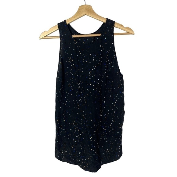Aritzia Wilfred Black Confetti Speck Split Back Silk Tank Top XS - Picture 1 of 3